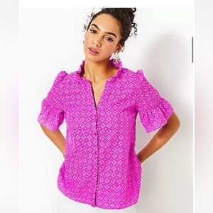 Lilly Pulitzer Fuchsia Diamond Blouse